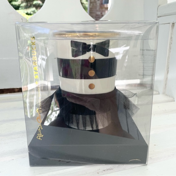 Starbucks Alice + Olivia NWT Striped Ceramic Insulated Tumbler Mug Tutu Black - Picture 2 of 6